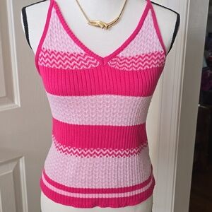 CABANA BY CROWN IVY BRAND WOMEN'S JUNIOR SIZE PINK & WHITE TANK TOP SIZE XL